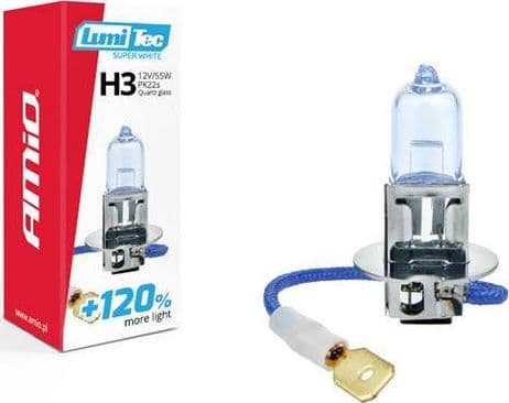 AMiO Halogenpære H3 12V 55W LumiTec SuperWhite +120 %