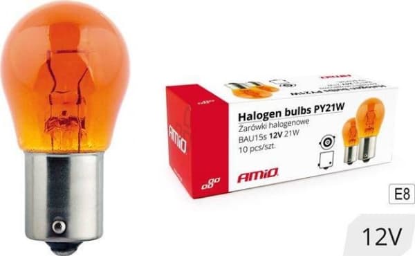 AMiO Halogenlampor PY21W BAU15s 12V 21W AMBER 10st (E8)