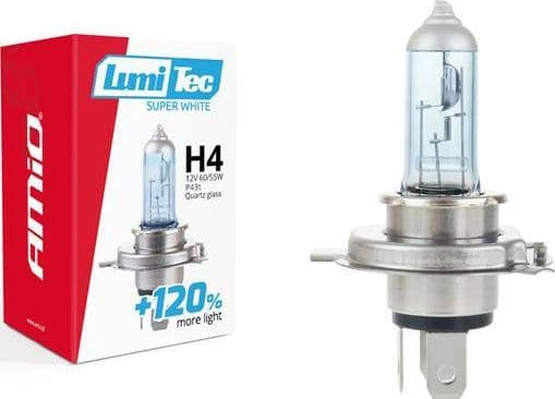 AMiO Halogenpære H4 12V 60/55W LumiTec SuperWhite +120 %