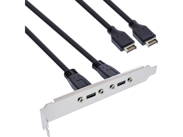 InLine 33446K, USB Type-A, USB Type-C, Manlig kontakt, Svart, Krom, 0,5 m, Manlig kontakt