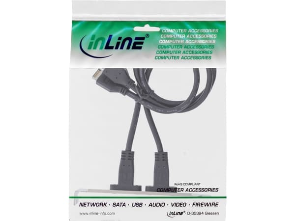 InLine 33446K, USB Type-A, USB Type-C, Manlig kontakt, Svart, Krom, 0,5 m, Manlig kontakt