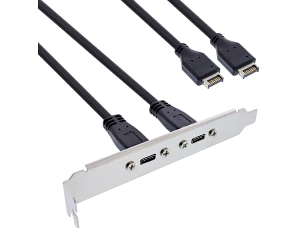 InLine 33446K, USB Type-A, USB Type-C, Manlig kontakt, Svart, Krom, 0,5 m, Manlig kontakt Svart, Krom