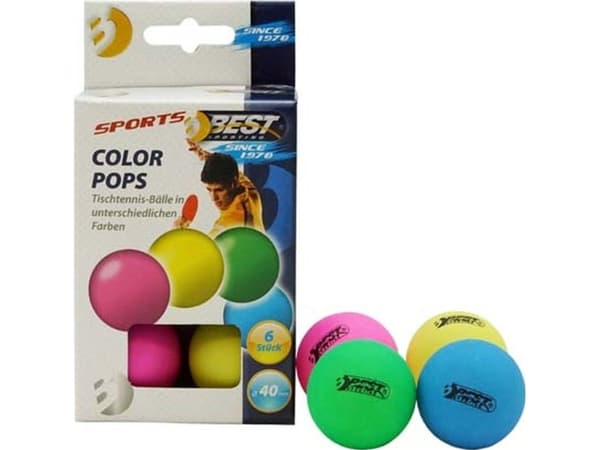 Best Sporting 6 fargerike bordtennisballer, diameter 40 mm (23106)