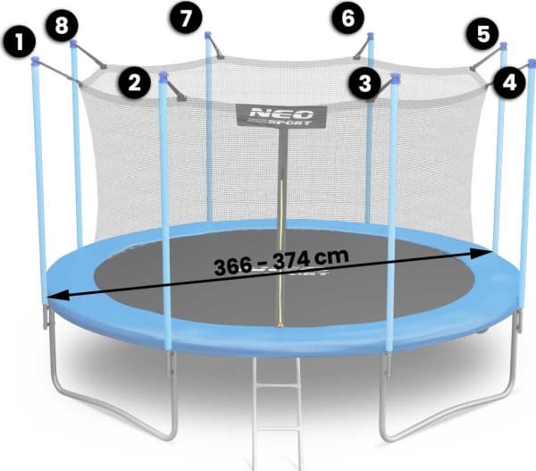 Neo-Sport Innernett for trampoline 374cm 12ft