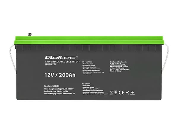 Qoltec Akkumulator żelowy | 12V | 200 Ah | GEL