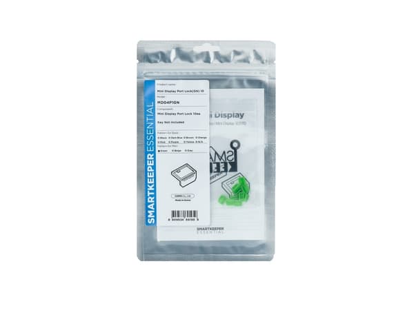 Smartkeeper MD04P1GN, Portblockerare, DisplayPort, Grön, 10 styck, Polypåse, 130 mm