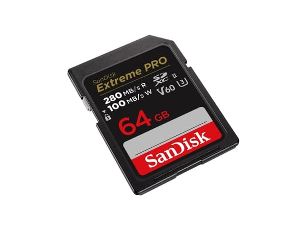 SanDisk Extreme Pro - Flash-minneskort - 64 GB - Video Class V60 / UHS-II U3 / Class10 - SDXC UHS-II