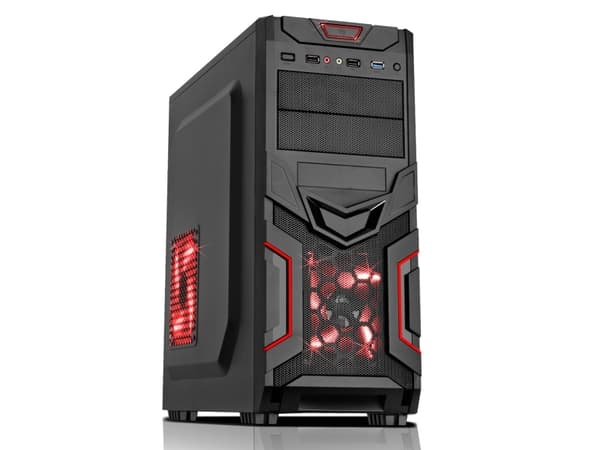 CiT Red Devil, Midi Tower, PC, Plast, SPCC, Svart, Röd, ATX,Micro ATX,Mini-ITX, Spela