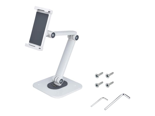 StarTech.com Adjustable Tablet Stand for Desk, Desk/Wall Mountable, Supports Up to 2.2lb, Universal Tablet Stand Holder for Desk, Articulating Tablet