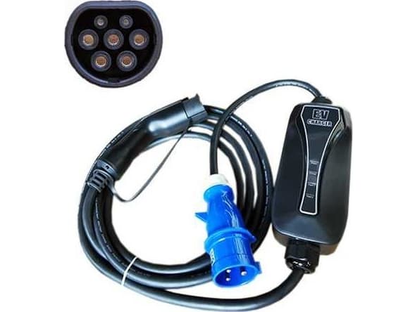 Hismart Elektrisk bærbar lader Type 2 - CEE, 6-32A, 7,2kW, 1-fase, 5m