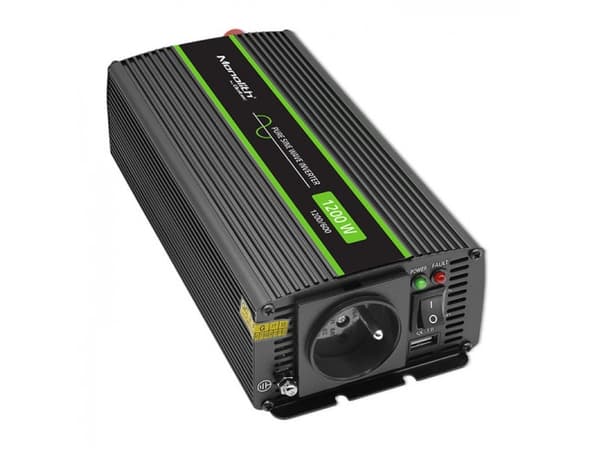 Qoltec Monolith - DC-AC strøminverter - pure sine wave - 12 V - 600 watt
