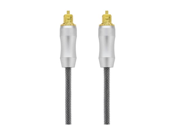 DELTACO - Digital audiokabel (optisk) - SPDIF - TOSLINK hann til TOSLINK hann - 3 m - fiberoptisk - svart, sølv