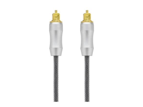 DELTACO - Digital audiokabel (optisk) - SPDIF - TOSLINK hann til TOSLINK hann - 2 m - fiberoptisk - svart, sølv