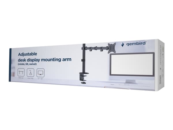 Gembird MA-D1-01 - Monteringssett - justerbar arm - for flatpanel - rotate, tilt, swivel, up to 9 kg - stål, plastikk - finteksturert svart - skjerms Sort