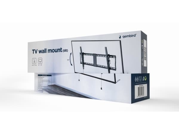 Gembird WM-90T-01 - Monteringssett (veggmontering) - for LCD-skjerm - stål - finteksturert svart - skjermstørrelse: 43"-90"