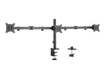Gembird MA-D3-01 - Monteringssats (2 justerbara armar, bordsfäste) - för 3 monitorer - aluminium, plast, stål - svart av fin textur - skärmstorlek: 1