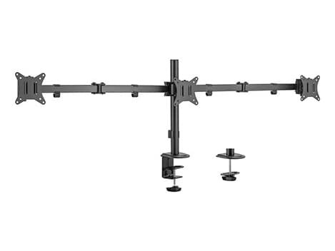Gembird MA-D3-01 - Monteringssats (2 justerbara armar, bordsfäste) - för 3 monitorer - aluminium, plast, stål - svart av fin textur - skärmstorlek: 1