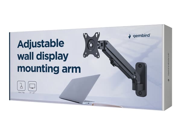 Gembird MA-WA1-01 - Monteringssats - justerbar arm - för LCD-display - aluminium, stål, plast - svart av fin textur - skärmstorlek: 17"-27" - väggmon