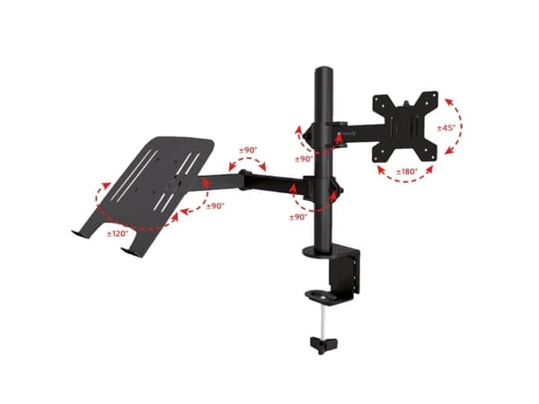 Techly 365597 Työpöytäteline monitorille 13-32" 8kg ja kannettavalle tietokoneelle 12-17" 8kg, säädettävä