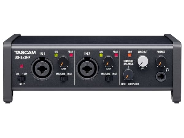 Tascam US-2X2HR, Desktop, 2.2 kO, +20 dBu, 66 O, Sort, USB, 56 dB