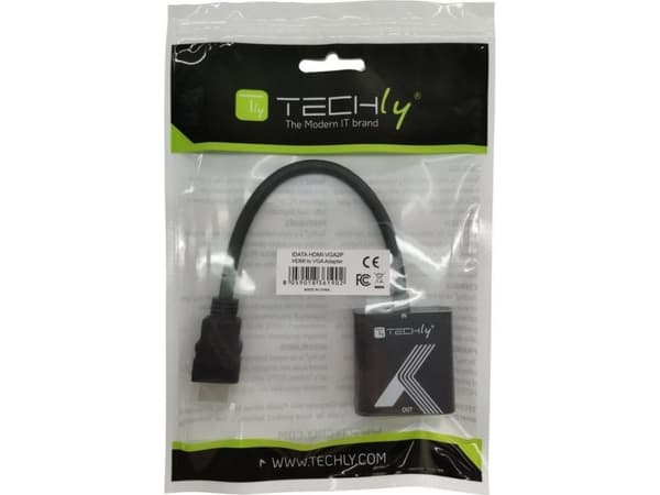 Techly IDATA HDMI-VGA2P, Sort, 0,1 m, 1920 x 1200 piksler, 480p, 576p, 720p, 1080p, 60 Hz, 48 kHz