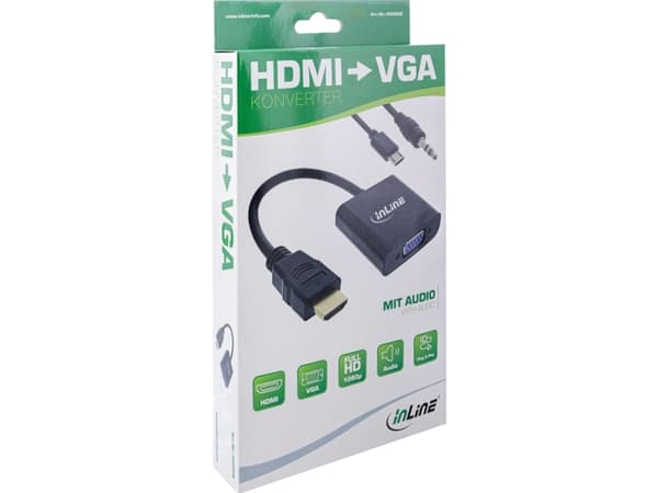 InLine Dongle Converter HDMI til VGA med Audio Input HDMI Output VGA og Stereo - Audio/Multimedia - Digital/Data (65003B)