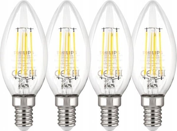 Philips LED Classic Candle - LED-filamentlyspære - form: B35 - klar finish - E14 - 4.3 W (ekvivalent 40 W) - klasse F - varmt hvitt lys - 2700 K - gj