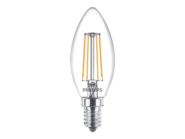 Philips LED Classic Candle - LED-filamentlyspære - form: B35 - klar finish - E14 - 4.3 W (ekvivalent 40 W) - klasse F - varmt hvitt lys - 2700 K - gj