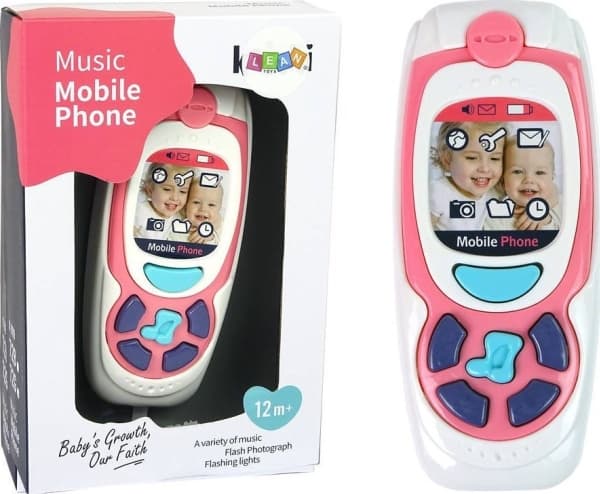 LeanToys Pedagogisk mobiltelefon för barn Melodi Rosa