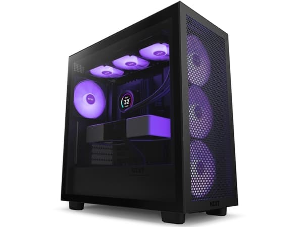 NZXT H series H7 Flow - Mid tower - ATX - genomskinlig sidopanel (härdat glas) - ingen strömförsörjning - mattsvart - USB/ljud