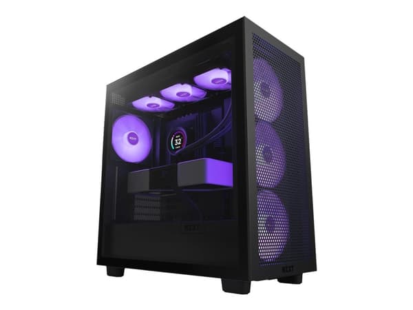 NZXT H series H7 Flow - Mid tower - ATX - genomskinlig sidopanel (härdat glas) - ingen strömförsörjning - mattsvart - USB/ljud Svart