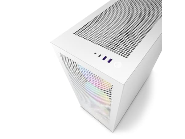 NZXT H series H7 Flow - Mid tower - ATX - sidepanel med vindu (herdet glass) - ingen strømforsyning - matt hvit - USB/lyd