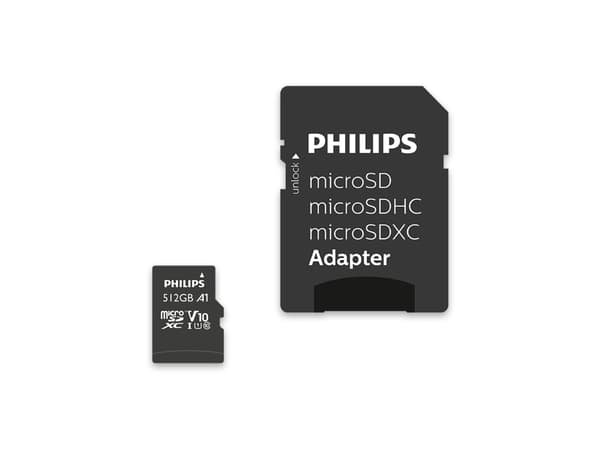Philips FM51MP65B/00, 512 GB, MicroSDHC, Klass 10, UHS-I, 100 MB/s, 80 MB/s