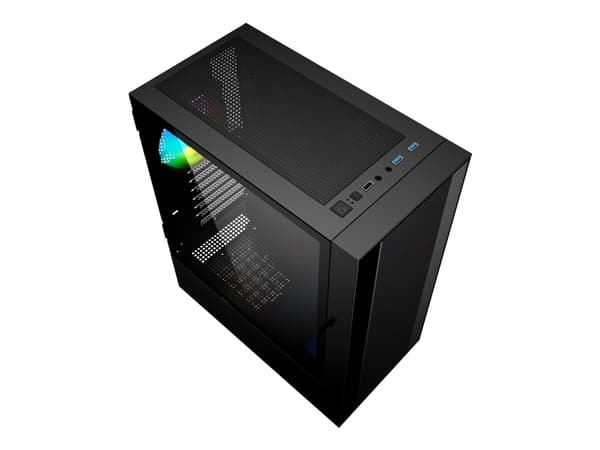 Gembird Fornax 4000 - Mid tower - ATX - sidepanel med vindu (glass) - ingen strømforsyning (ATX) - svart - USB/lyd