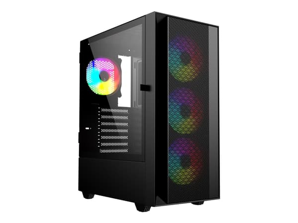 Gembird Fornax 4000 - Mid tower - ATX - sidepanel med vindu (glass) - ingen strømforsyning (ATX) - svart - USB/lyd