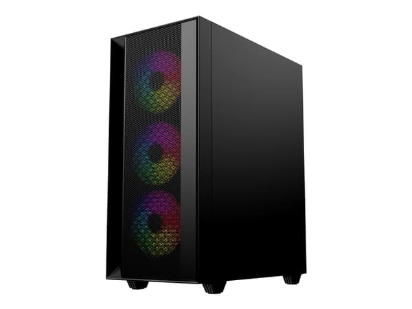 Gembird Fornax 4000 - Mid tower - ATX - genomskinlig sidopanel (glas) - ingen strömförsörjning (ATX) - svart - USB/ljud Svart