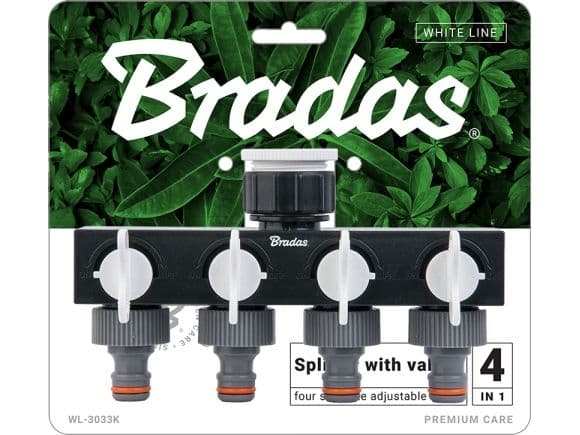Bradas 4-veis manifold vannmanifold slange manifold Justerbar for 1 i kran med 3/4 tommer