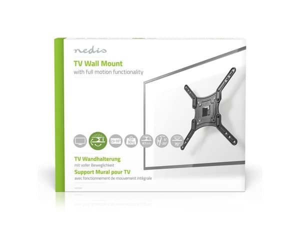 Nedis TVWM1330BK, 100 x 100 mm, 400 x 400 mm, 0 - 20°, 140°, Akrylnitrilbutadienstyren (ABS), Stål, Svart