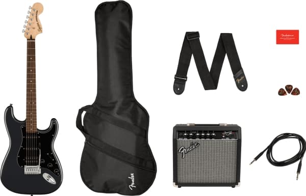 Fender Squier Squier Affinity Series Stratocaster HSS Pack -kitarapaketti, Charcoal Frost Metallic