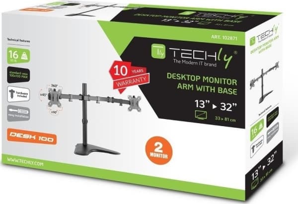 Techly skrivebordsstativ for skjerm 13" - 32" (ICA-LCD 2524)