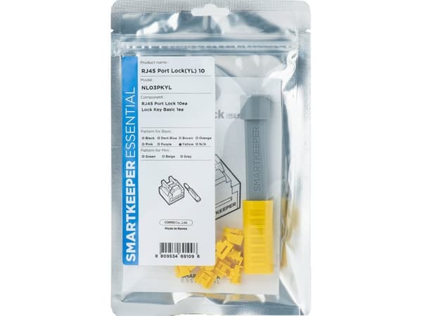 Smartkeeper NL03PKYL, Portblokkering + nøkkel, RJ-45, Gult, 1 stykker, Polybag, 130 mm