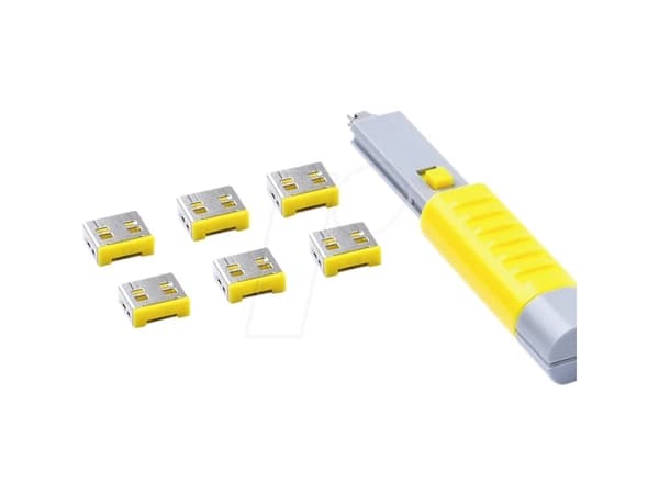 Smartkeeper UL03PKYL, Portin lukko + avain, USB Type-A, keltainen, 1 kpl, polybag, 130 mm