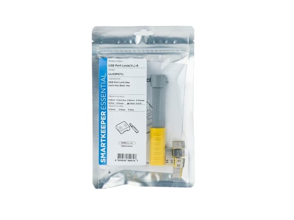 Smartkeeper UL03PKYL, Portblockerare + nyckel, USB Type-A, Gul, 1 styck, Polypåse, 130 mm