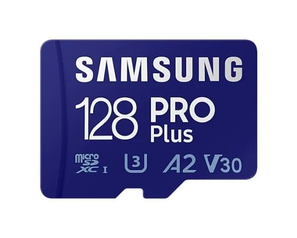 Samsung PRO Plus MB-MD128SA - Flashminnekort (microSDXC til SD-adapter inkludert) - 128 GB - A2 / Video Class V30 / UHS-I U3 - microSDXC UHS-I - blå