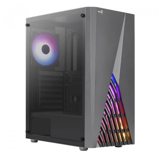 Aerocool PGS Delta - Mid tower - ATX - genomskinlig sidopanel (akryl) - ingen strömförsörjning (ATX) - svart - USB/ljud