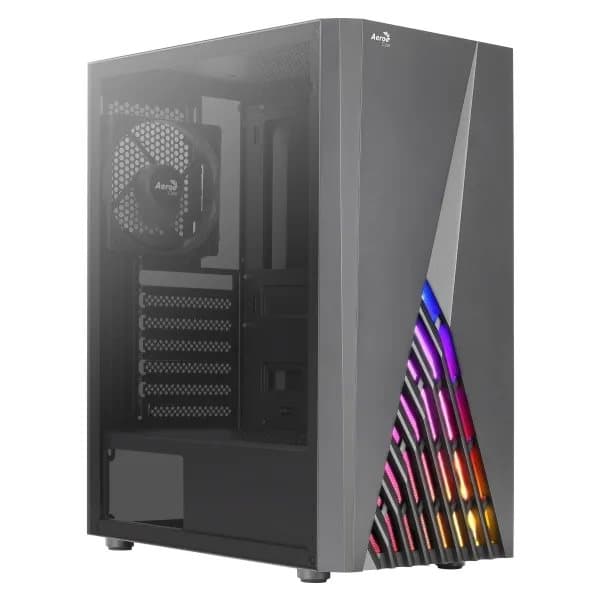Aerocool PGS Delta - Mid tower - ATX - genomskinlig sidopanel (akryl) - ingen strömförsörjning (ATX) - svart - USB/ljud