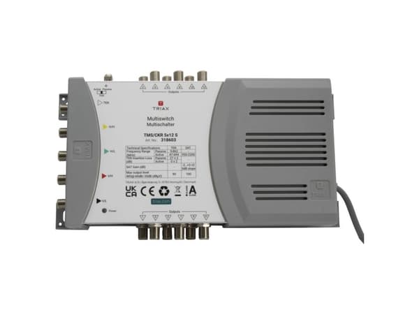 Triax 318603, 5 innganger, 12 utganger, 950 - 2200 MHz, 47 - 694 MHz, 1.0, 2.0, 180 - 264 V