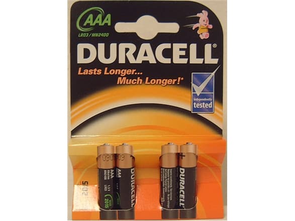 Duracell AAA/LR03, Alkaline Basic MN2400, 4 kpl (kpl)