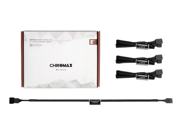 Noctua NA-SEC1 chromax.black - Forlengelseskabel for viftestrømforsyning - 4-pins PWM (hunn) til 4-pins PWM (hann) - 30 cm - svart