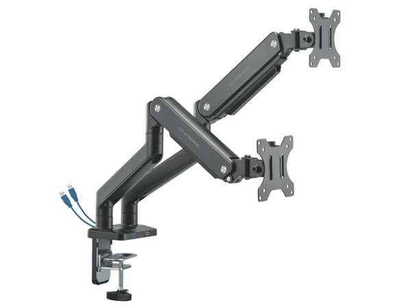 Ultradesk Branch Double, Clamp/Grommet, 20 kg, 81,3 cm (32"), 100 x 100 mm, Høydejustering, Sort
